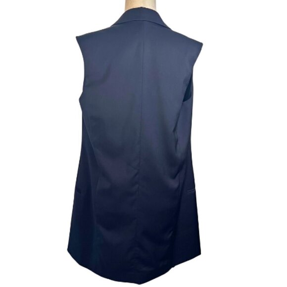 EQUIPMENT Ink Blue Garner Italian Wool Long Blazer Vest Size 6 - Picture 6 of 12